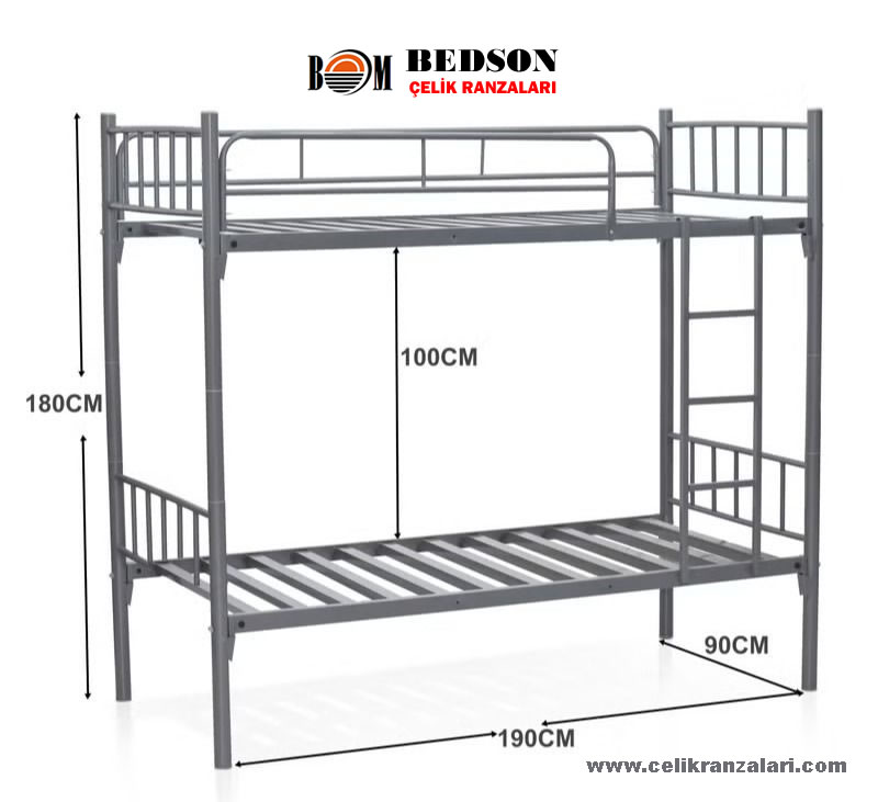 Standart İkili Çelik Ranza Modeli Boyutları