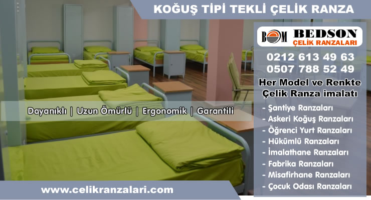 Koğuşlar İçin Tekli Çelik Ranza