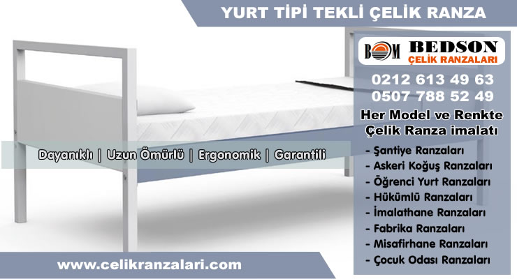 Yurt Tipi Tekli Çelik Ranza